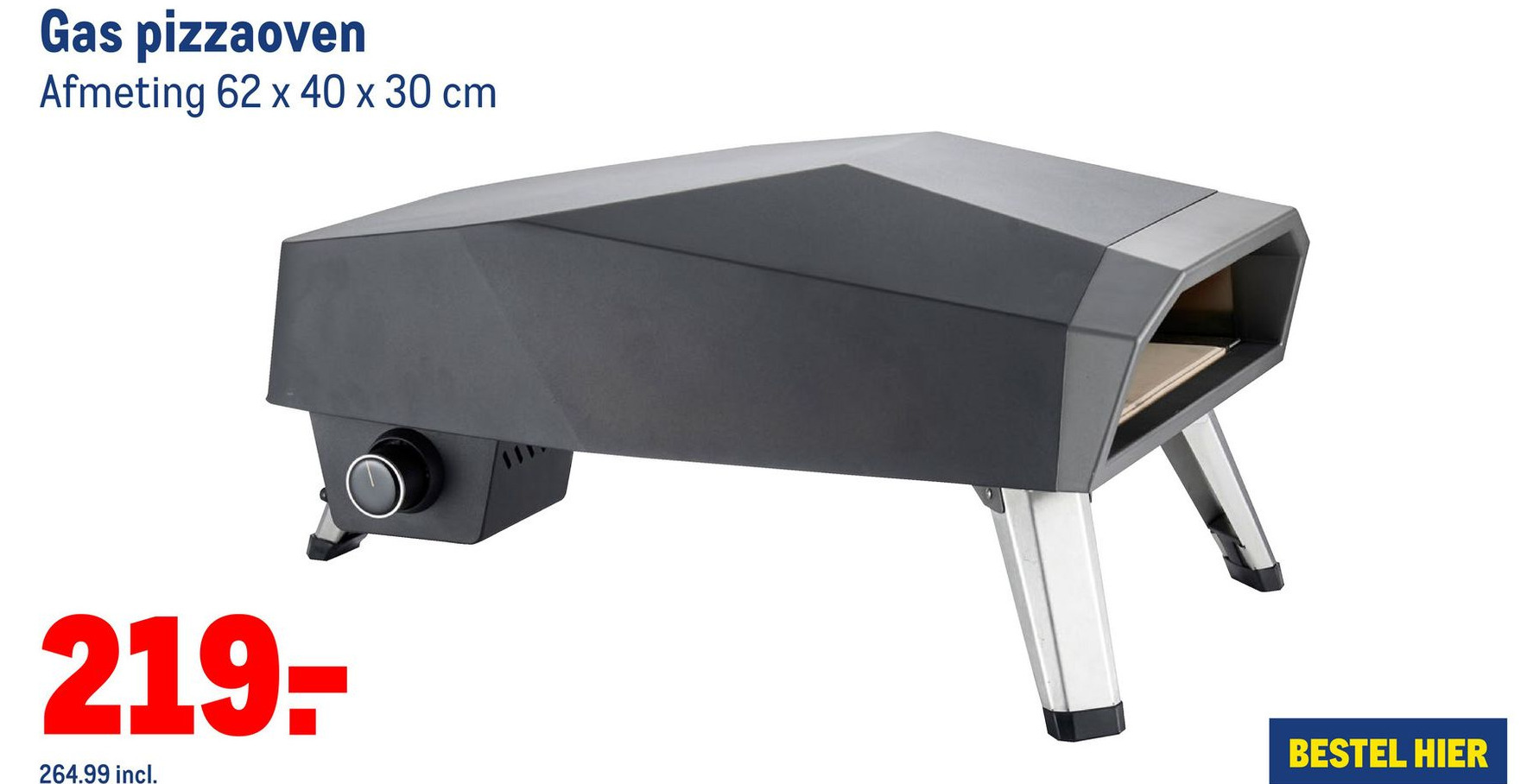 Gas pizzaoven Afmeting 62 x 40 x 30 cm aanbieding bij Makro