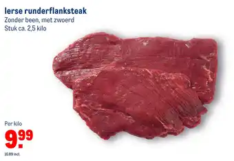 Makro lerse runderflanksteak Zonder been, met zwoerd aanbieding