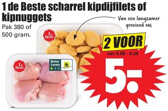 Dirk 1 de Beste scharrel kipdijfilets of kipnuggets 380 of 500g aanbieding