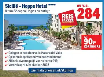 Makro Reizen Sicilië - Hopps Hotel aanbieding