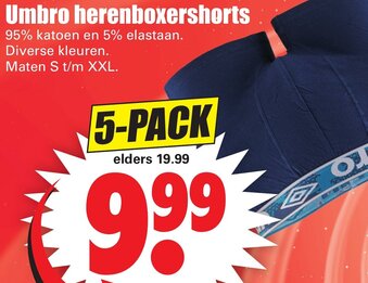 Dirk Umbro herenboxershorts 5-pack aanbieding