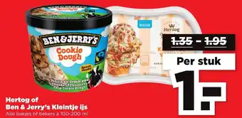 PLUS Hertog of Ben&Jerry Kleintje ijs 100-200ml aanbieding