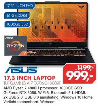 Vobis Asus 17.3 inch laptop TUF gaming A17 FX706IC-HX009T aanbieding