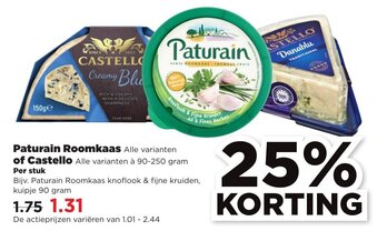 PLUS Paturain Roomkaas of Castello aanbieding