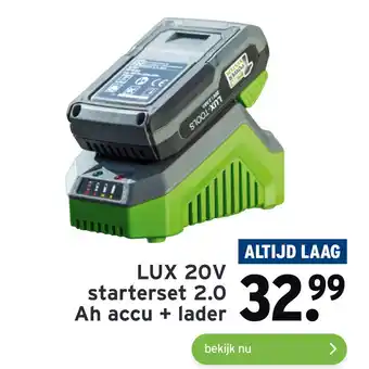 GAMMA LUX 20V starterset 2.0 Ah accu + lader aanbieding