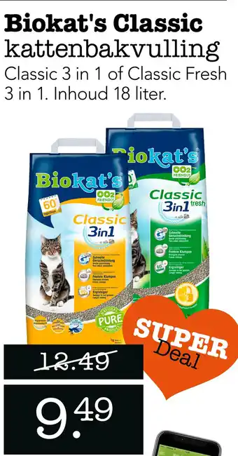 Dierspecialist Biokat's Classic kattenbakvulling aanbieding