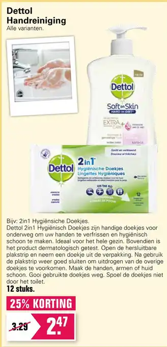 De Online Drogist Dettol Handreiniging 2 in 1 Hygiensiche Doekjes 12 stuks aanbieding