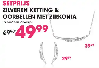 Lucardi Zilveren ketting & oorbellen met zirkonia aanbieding