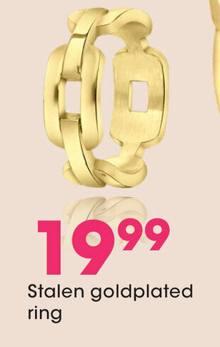 Lucardi Stalen goldplated ring aanbieding