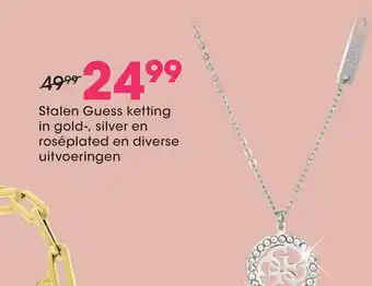 Lucardi Stalen guess ketting in gold-, silver en roseplated en diverse uitvoeringen aanbieding