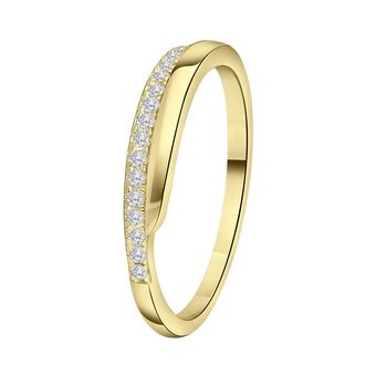 Lucardi Zilveren goldplated ring met zirkonia aanbieding