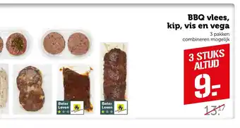 Coop BBQ vlees, kip, vis en vega aanbieding