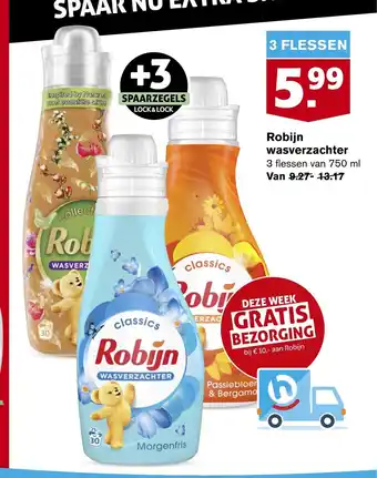 Hoogvliet Robijn wasverzachter 3 flessen van 750 ml aanbieding