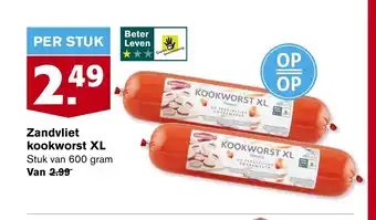 Hoogvliet Zandvliet kookworst XL stuk van 600 gram aanbieding