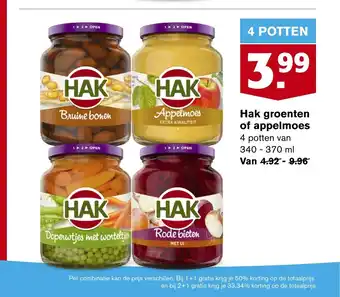 Hoogvliet Hak groenten of appelmoes 4 potten van 340 - 370 ml aanbieding