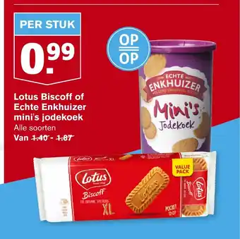 Hoogvliet Lotus Biscoff of Echte Enkhuizer mini's jodekoek aanbieding