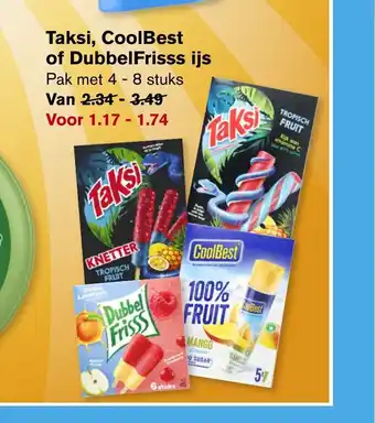 Hoogvliet Taksi, CoolBest of DubbelFrisss ijs 4 - 8 stuks aanbieding