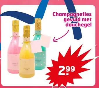 Trekpleister Champagnefless gevuld met douchegel aanbieding