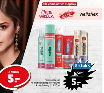 Trekpleister Wellaflex haarspary Volume Extra Strong 2x250 ml aanbieding