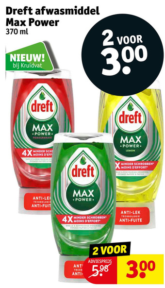 Kruidvat Dreft afwasmiddel Max Power aanbieding