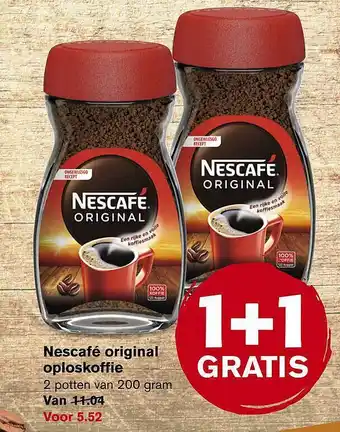 Hoogvliet Nescafé Original Oploskoffie 1+1 Gratis aanbieding