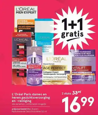 Etos L'Oréal Paris Dames En Heren Gezichtsverzorging En -reiniging 1+1 Gratis aanbieding