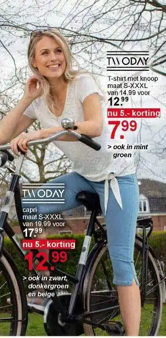 Scapino Twoday Capri Of T-Shirt Met Knoop 5.- Korting aanbieding