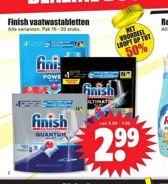 Dirk Finish vaatwastabletten alle varianten pak 15-20 stuks aanbieding