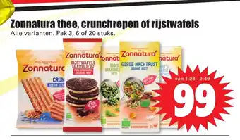 Dirk Zonnatura thee, crunchrepen of rijstwafels alle varianten pak 3,6 of 20 stuks aanbieding