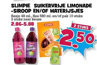 Boon`s Markt Slimpie Suikervrije Limonadesiroop En-of Waterijsjes aanbieding