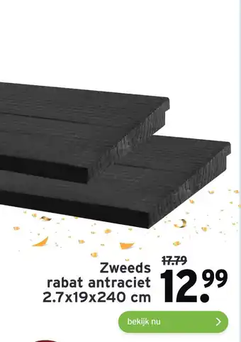 GAMMA Zweeds rabat antraciet 2.7x19x240 cm aanbieding