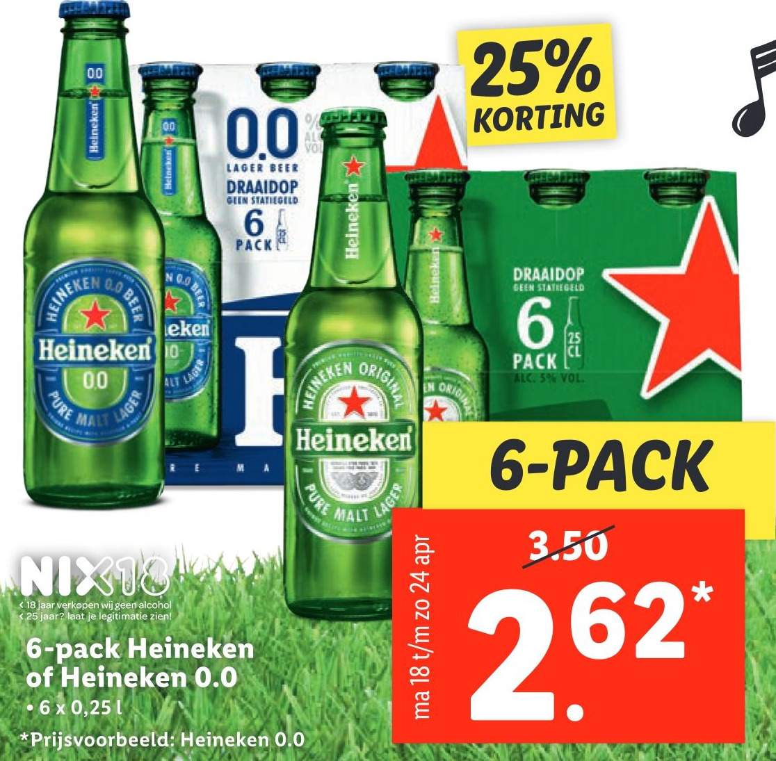 6pack Heineken of Heineken 0.0 aanbieding bij Lidl