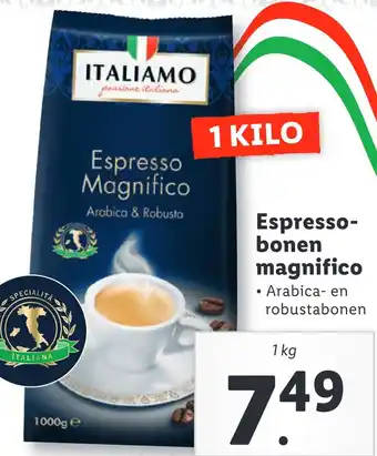 Lidl Espresso- bonen magnifico • Arabica- en robustabonen aanbieding