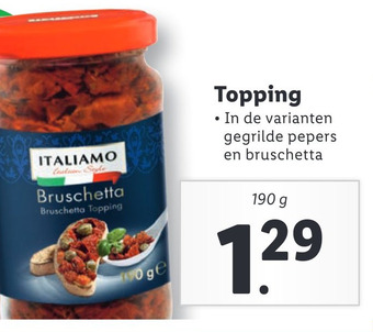 Lidl Topping • In de varianten gegrilde pepers en bruschetta aanbieding