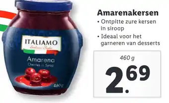 Lidl Amarenakersen • Ontpitte zure kersen in siroop aanbieding