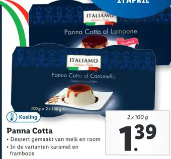 Lidl Panna Cotta Dessert gemaakt van melk en room aanbieding