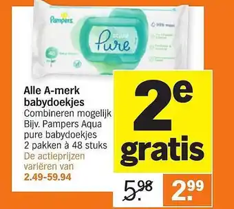 Albert Heijn Alle A-merk Babydoekjes aanbieding