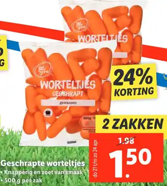 Lidl Geschrapte worteltjes Knapperig en zoet van smaak aanbieding