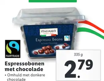 Lidl Espressobonen met chocolade • Omhuld met donkere chocolade aanbieding