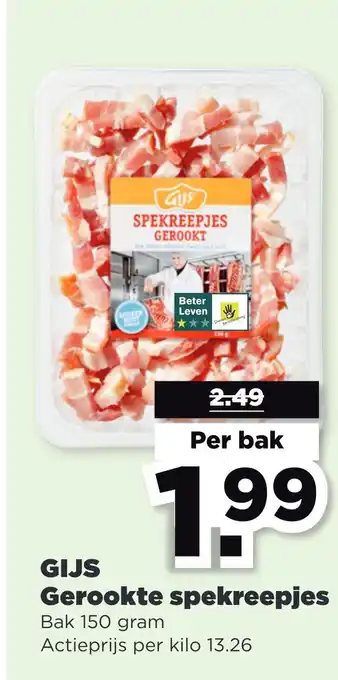 PLUS GIJS Gerookte spekreepjes aanbieding