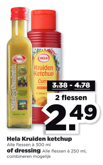 PLUS Hela Kruiden ketchup of dressing aanbieding