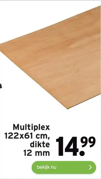 GAMMA Multiplex 122x61 cm, dikte 12 mm aanbieding