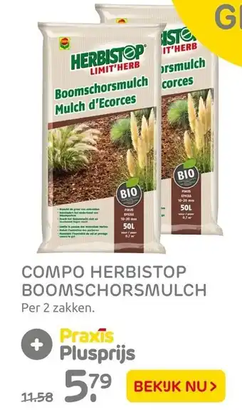 Praxis Compo Herbistop Boomschorsmulch aanbieding