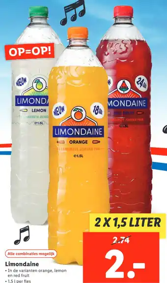 Lidl Limondaine • In de varianten orange, lemon en red fruit aanbieding