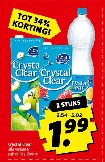 Boni Crystal Clear pak of fles 1500 ml 2 stuks aanbieding