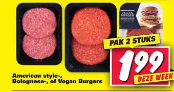 Nettorama American style-, bolognese-, of vegan burgers aanbieding