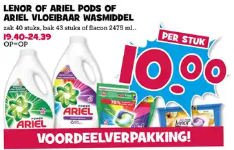 Boon`s Markt Lenor of ariel pods of ariel vloeibaar wasmiddel 2475ml aanbieding