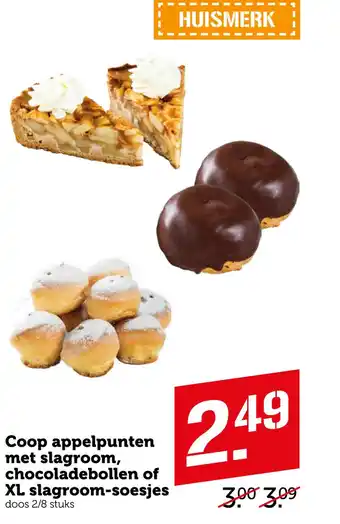 Coop Coop appelpunten met slagroom, chocoladebollen of XL slagroom-soesjes 2/0 otuko aanbieding