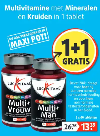 Lucovitaal Multivitamine met Mineralen én Kruiden in 1 tablet aanbieding