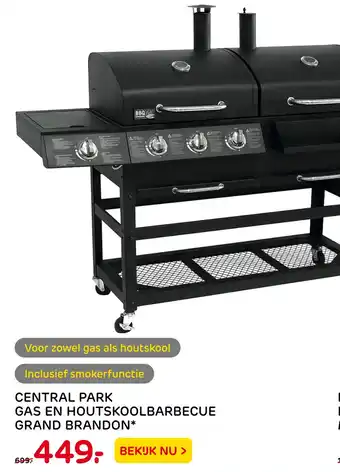 Praxis Central park gas en houtskoolbarbecue grand brandon* aanbieding